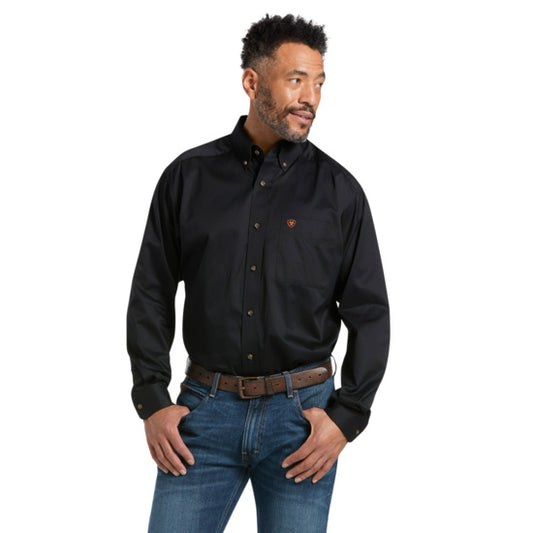 Solid Twill Classic Fit Shirt - black, button down