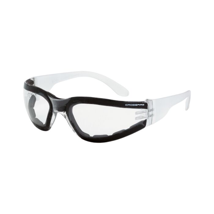 Clear anti-fog glass, crossfire shield, foam lined