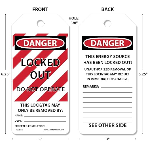 Tags By-The-Roll: Locked Out Do Not Operate 100 Tags per Roll