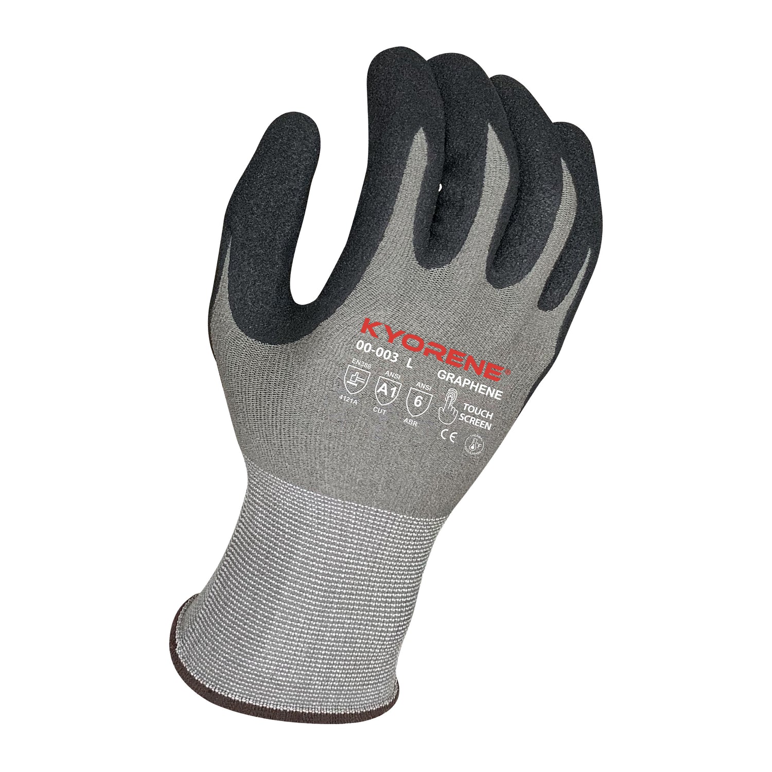 15g Gray Kyorene® Liner With Black HCT® Micro Foam Nitrile Palm Coating With Dots, 6dz/cs