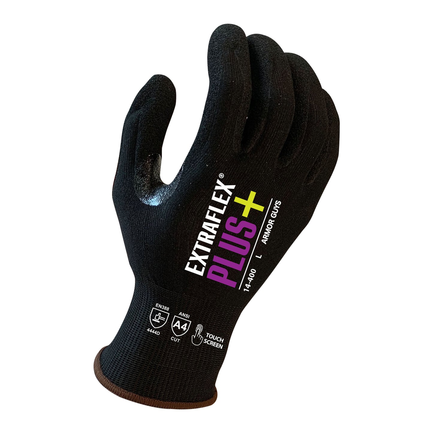 18 Gauge, ExtraFlex Plus® Black Engineered Liner With Black HCT® Micro Foam Nitrile Palm Coating, Thumb Crotch Reinforcement, Touch Screen, ANSI 4, 6dz/cs