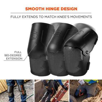 Ergodyne Hard Shell Hinged Knee Pads - Non-Marring Rubber Cap