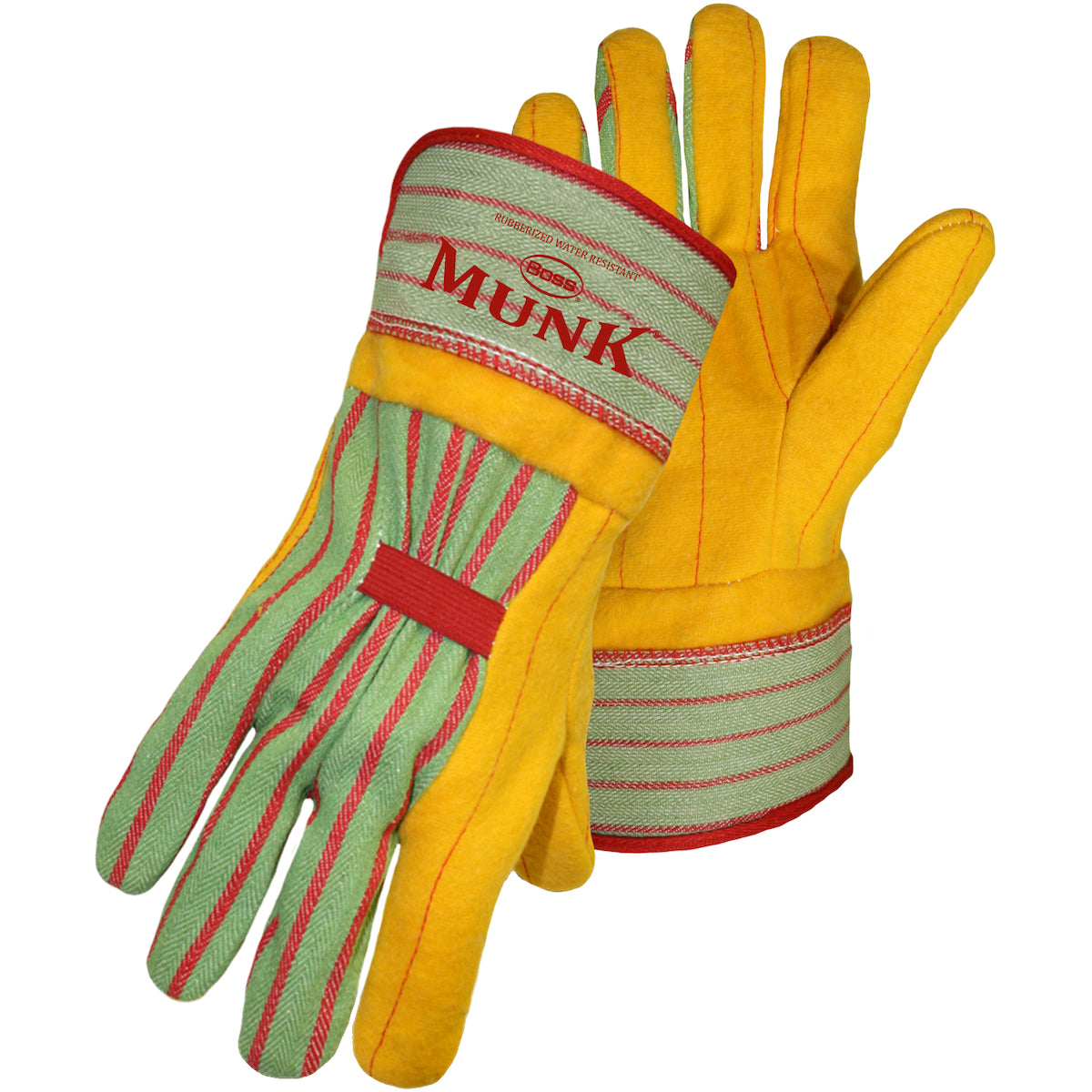 Regular Grade Chore Glove with Double Layer Palm, Cotton Back and Nap-Out Finish - Rubberized Safety Cuff