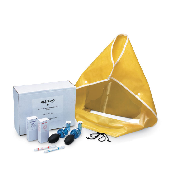 Fit test kit, bitter, 

KIT: 

• Test hood 

• Sensitivity nebulizer 

• Test nebulizer w/ atomizer 

• Wire cleaner 

• Box of Sensitivity Solution, 6 ampules 

• Box of Test Solution, 6 ampules 

