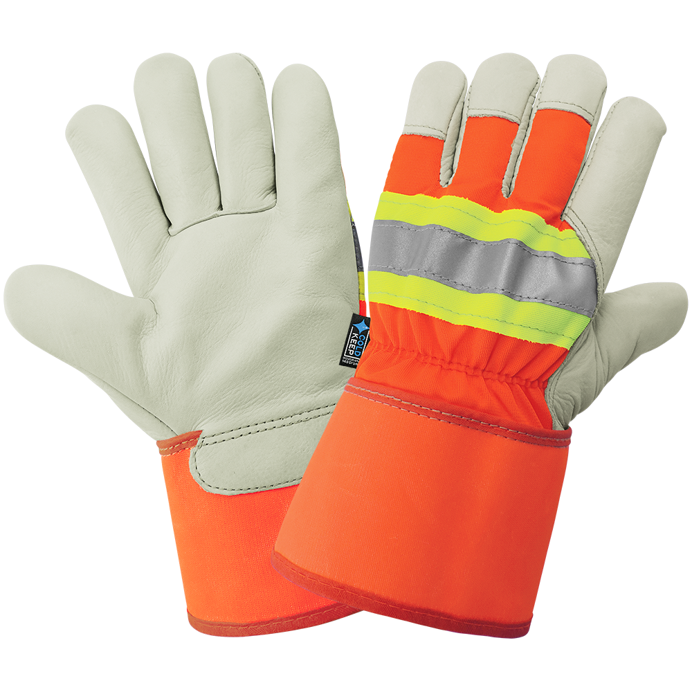 3M Scotchlite High-Visibility Standard-Grade Cowhide Leather Insulated Gloves with Safety Cuff 6DZ/1CS