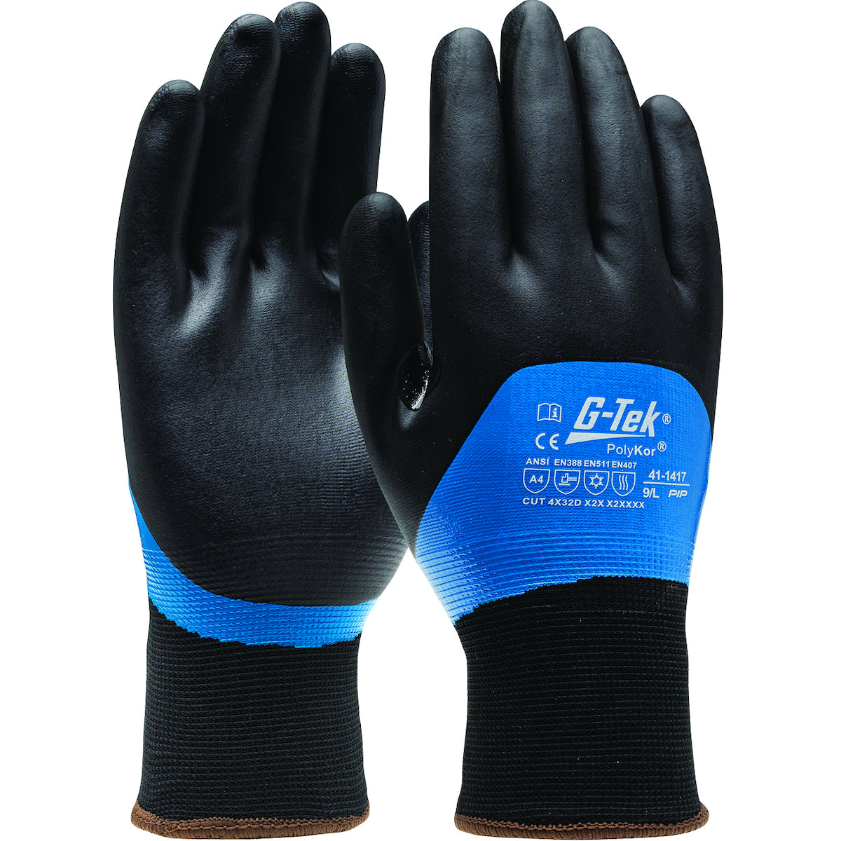 Seamless Knit PolyKor Blend Glove with Acrylic Liner and Double-Dipped Nitrile Foam Grip on Full Hand - Touchscreen Compatible, A4