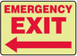Glow-In-The-Dark Safety Sign: Emergency Exit (Left Arrow), 10" X 14", Lumi-Glow Flex