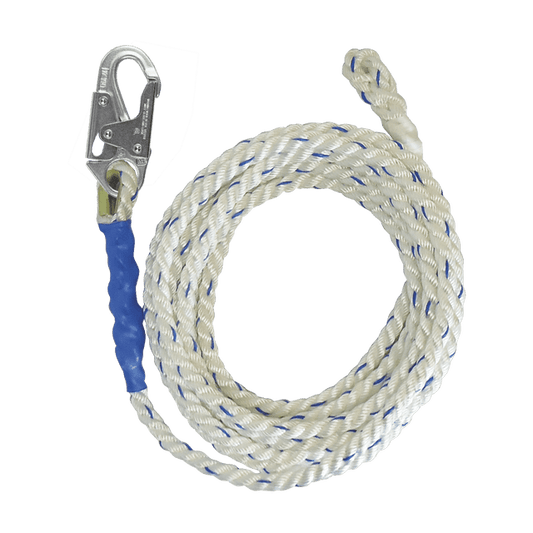 50' VLL Snap Hook + Back Splice 5/8" White 

