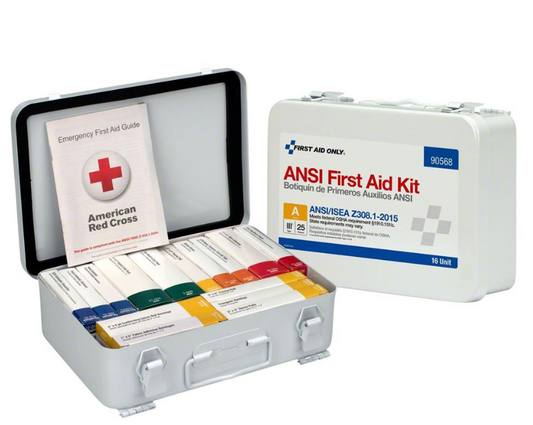 25 Person 16 Unit ANSI A First Aid Kit, Steel, Weatherproof Case
