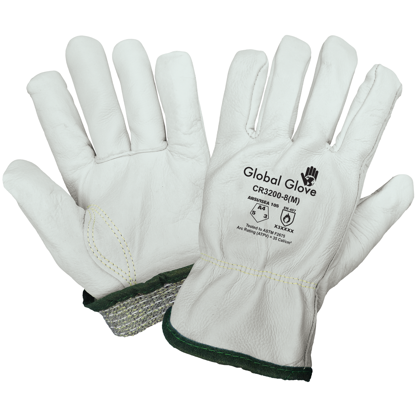 Cow leather A4, Arc flash level 3, ATPV = 35 Cal/cm², 6DZ/1CS