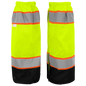 FrogWear HV - Leg gaiters, yellow/green lightweight mesh polyester with a black solid bottom, 18.5-inches long, zipper closure with button snap at the top, hook-and-loop closure at the bottom. ANSI class E. 50PR/1CS