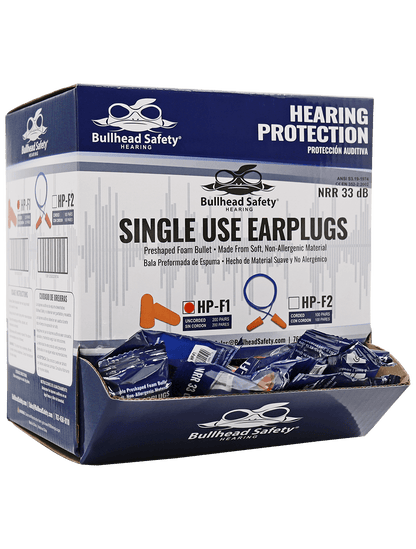 Bullhead Safety Hearing Protection Uncorded Polyurethane Foam NRR 32 dB Earplugs