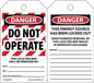 OSHA Danger Lockout Safety Tags: Do Not Operate MLT400PTP 25/pk