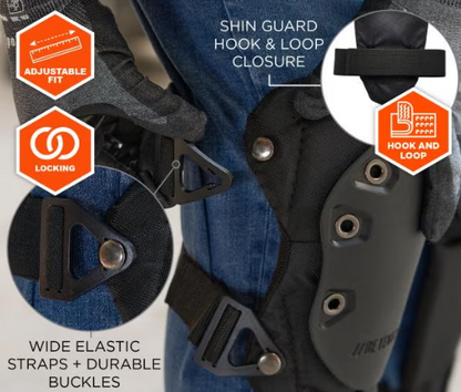 Non-Slip Knee Pads + Shin Guard - Rubber Cap