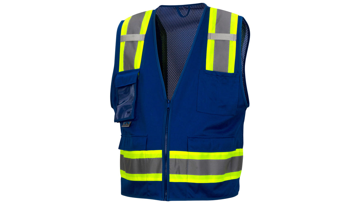 Survey Vest w/clear pocket-Blue-50/cs 

