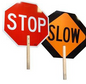 Paddle 18" x 18" Stop/Slow Non-Reflective w/Wooden Handle