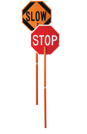 Cortina Safety Products 24" X 24" X 105" Red And White ABS Directional & Traffic Sign "Stop/Slow"