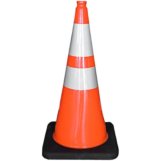 Cortina Series 28" Orange Traffic Cone with 10 lb. Base and Double Reflective Collars