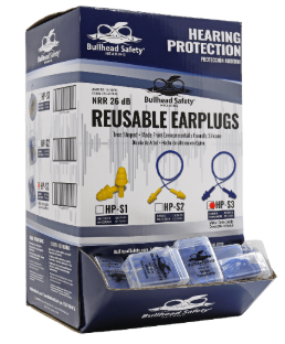 Bullhead Safety Hearing Protection Corded Metal Detectable Reusable Silicone Earplugs