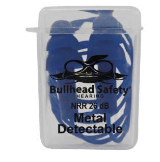 Bullhead Safety Hearing Protection Corded Metal Detectable Reusable Silicone Earplugs