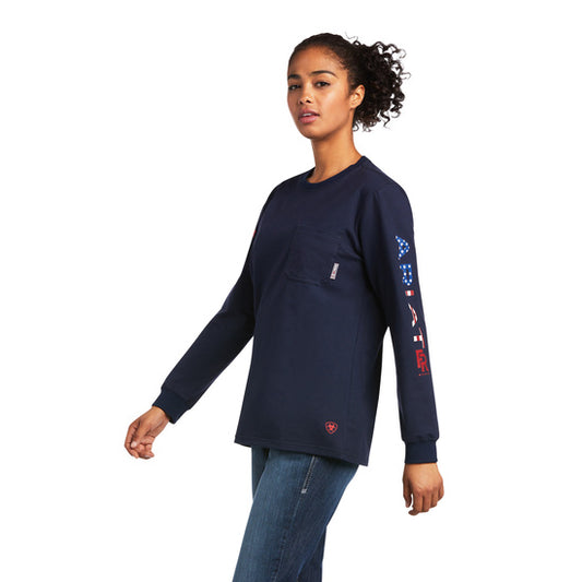 Womens FR Stretch Logo T-Shirt, Navy/USA