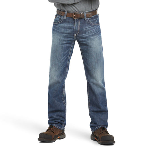 Ariat FR relaxed boot cut jean, stitch detail pocket, light wash
