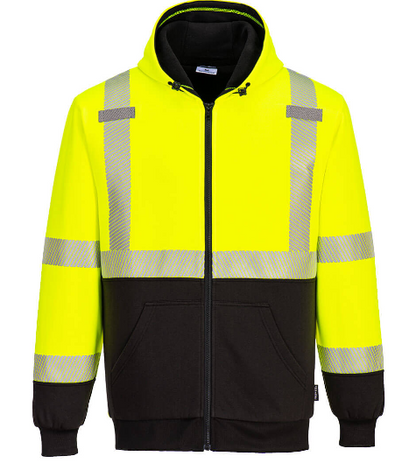 UB325 PORTWEST Hi-Vis Contrast Zipped Winter Hoodie