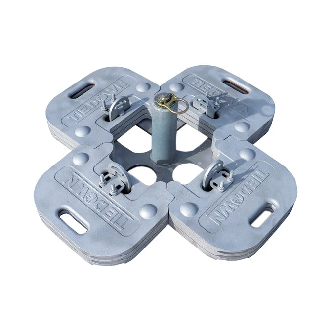 Hippo Anchor Deadweight System, Compatible With Roofs Up To 5° Pitch, Galvanized Finish And Corrosion Resistant, 12 Plate System – 10’ From Leading Edge, System Is Rated For 1 Worker In Fall Arrest And 1 Worker In Restraint